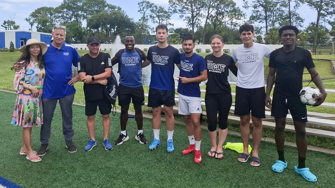 With teammates at the camp in Daytona Beach, Florida.